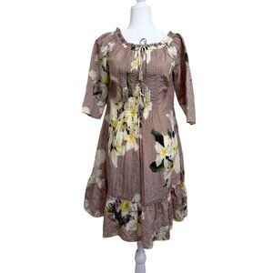 Blumarine Womens Pleated Dress Pink Floral Print Silk Blend Italy Size 42 / US 6